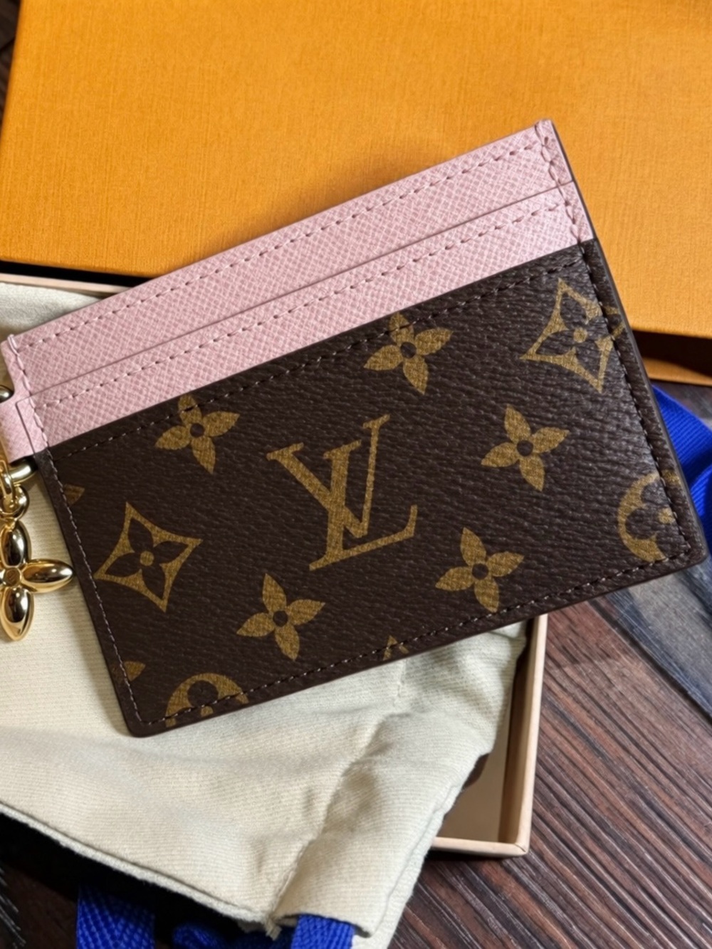 Louis Vuitton Monogram Canvas Card Holder with Pink Trim